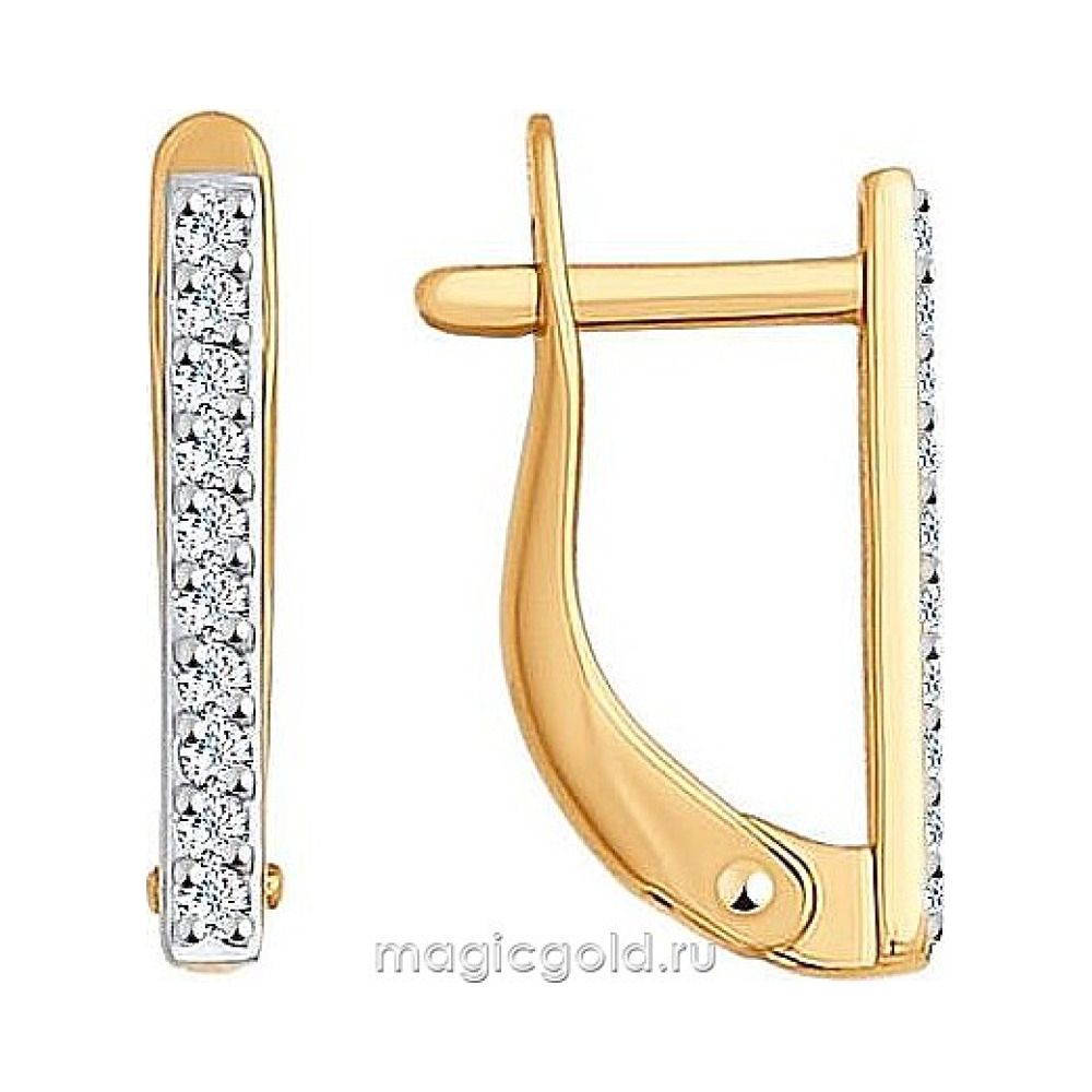 Золотые серьги с фианитом № 174062