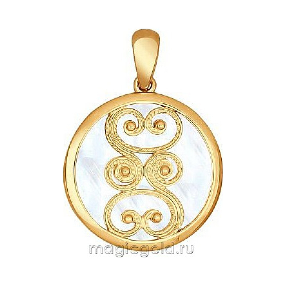 Серебряная подвеска с перламутром и зол.покрытием № 138474