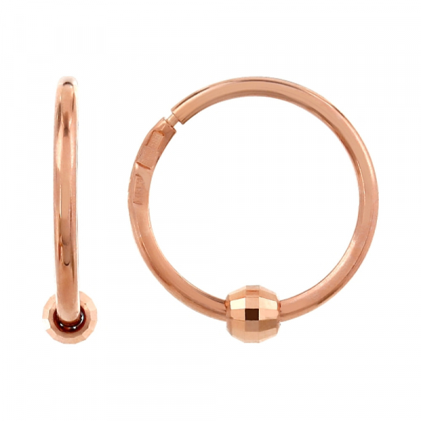 Золотые серьги без камня с алмазкой № 105252