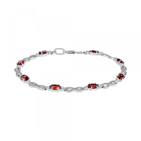 Серебряный браслет с гранатом и фианитом № 134125