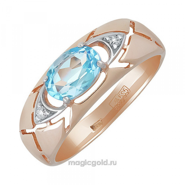 Золотое кольцо с топазом и фианитом № 139039