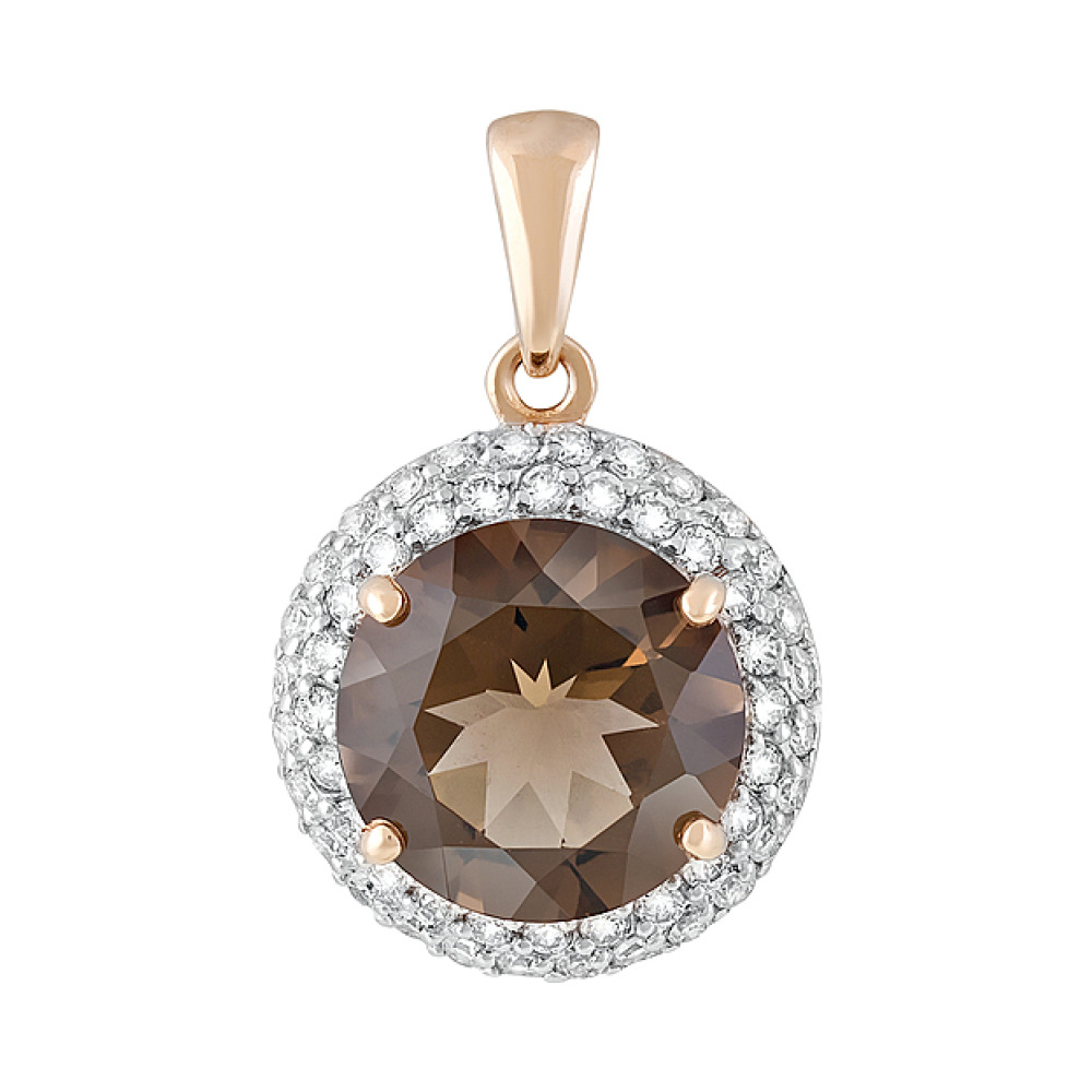 Золотая подвеска с раухтопазом и фианитом № 128515