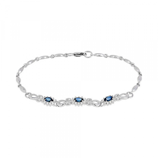 Золотой браслет с сапфиром и бриллиантом № 110172