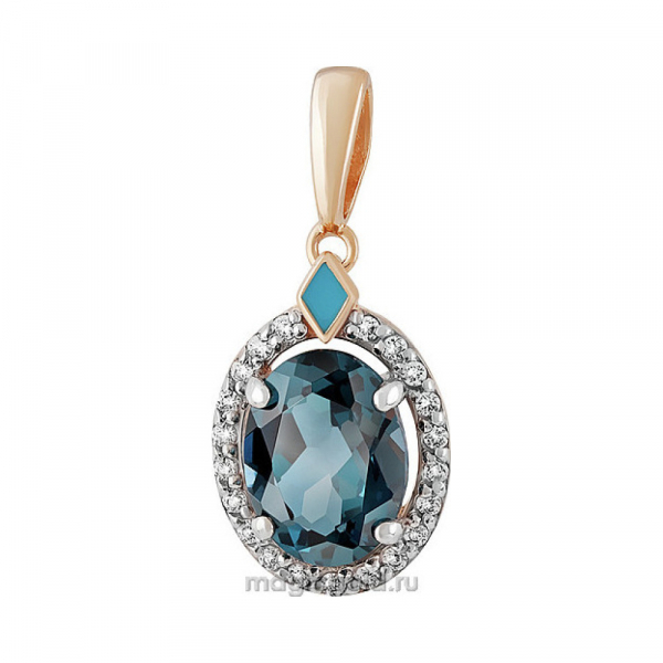 Золотая подвеска с топазом и фианитом № 139458