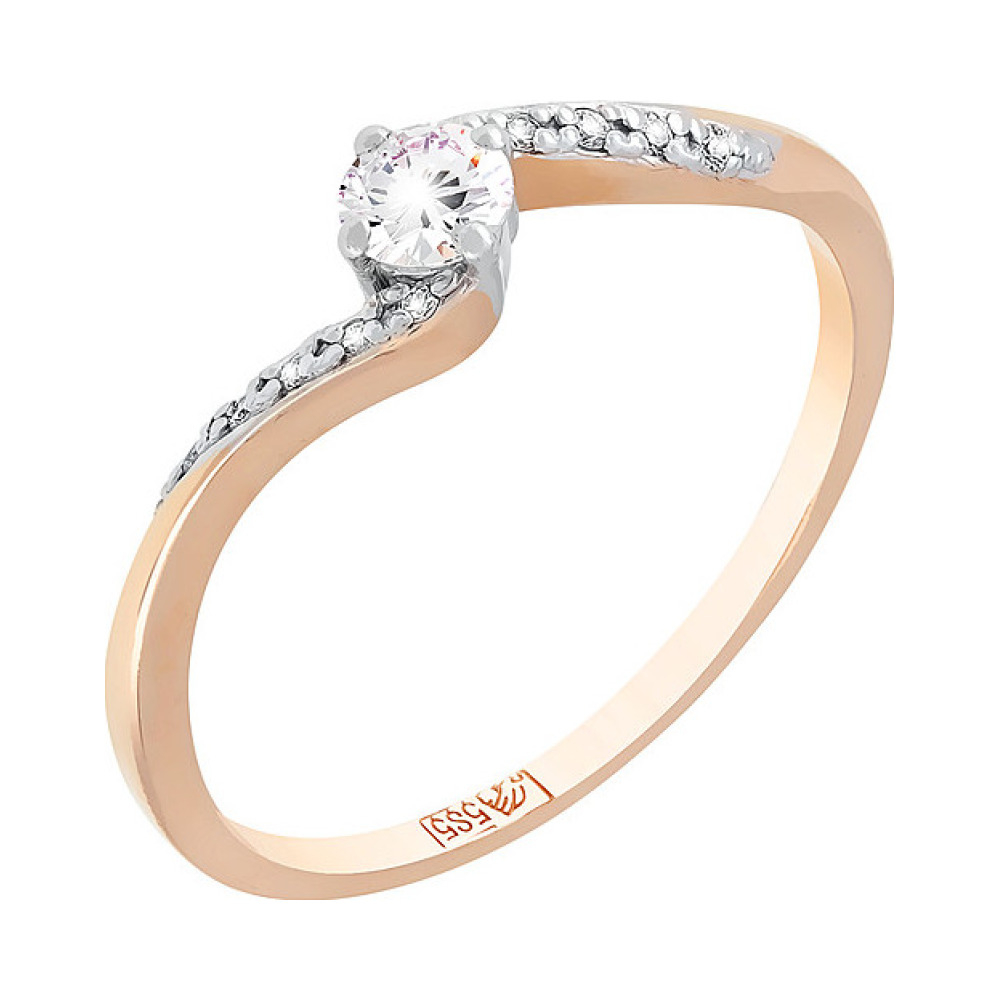 Золотое кольцо с бриллиантом № 116669