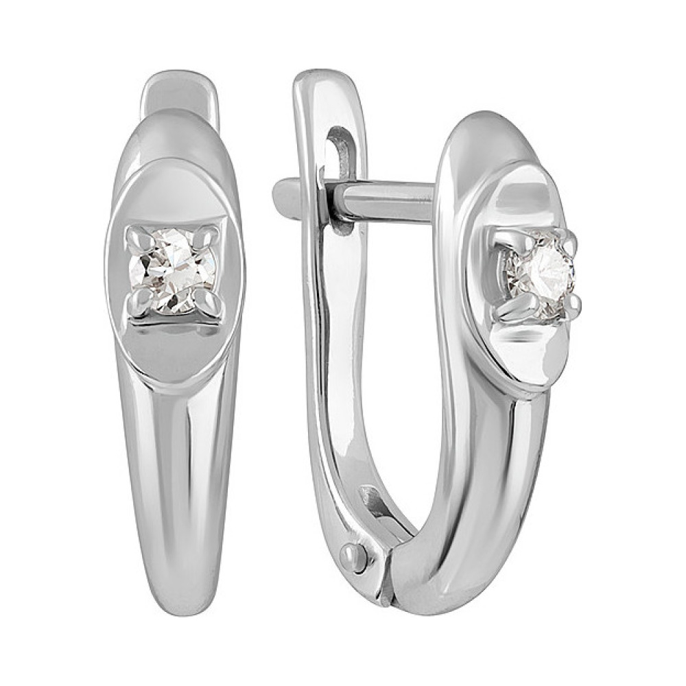 Золотые серьги с бриллиантом № 137820