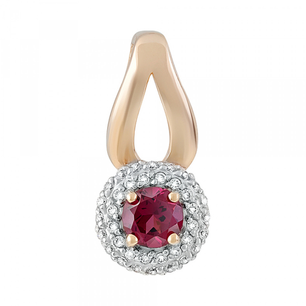 Золотая подвеска с гранатом и фианитом № 128523