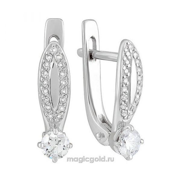 Золотые серьги с бриллиантом № 128900