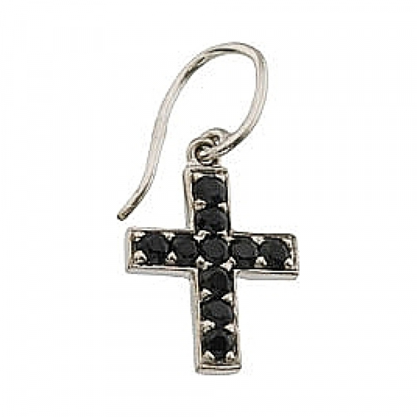 Серьга с чёрным сапфиром № 63896