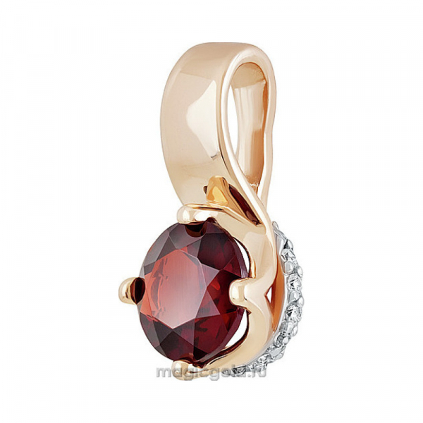 Золотая подвеска с гранатом и фианитом № 139206