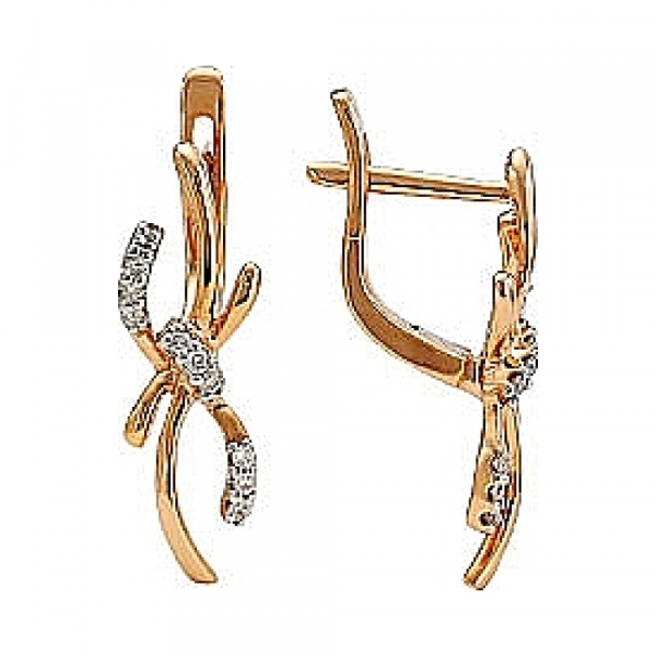 Золотые серьги с бриллиантом № 81983