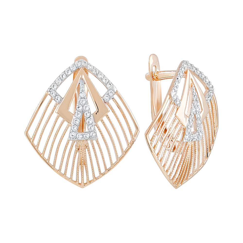 Золотые серьги с фианитами № 128990