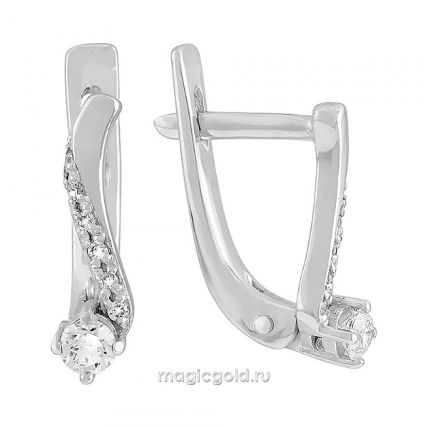 Золотые серьги с бриллиантом № 77099