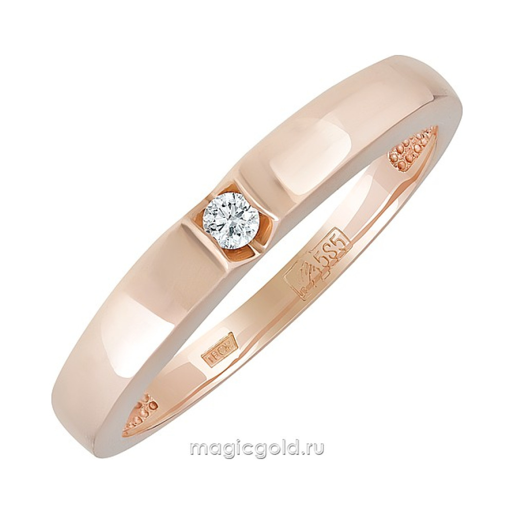 Золотое кольцо с бриллиантом № 155937
