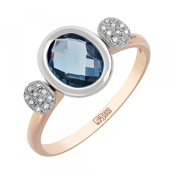 Золотое кольцо с бриллиантом и топазом № 114902