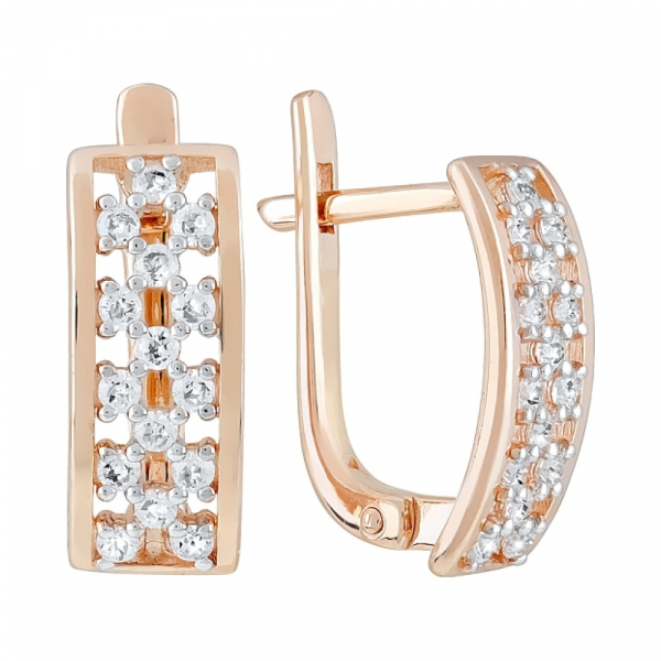 Золотые серьги с фианитами № 121920