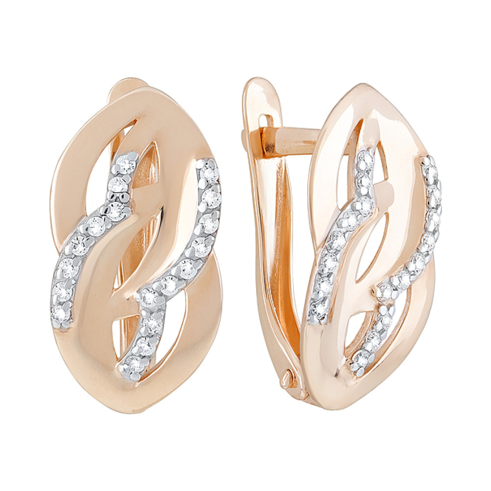 Золотые серьги с фианитами № 126746