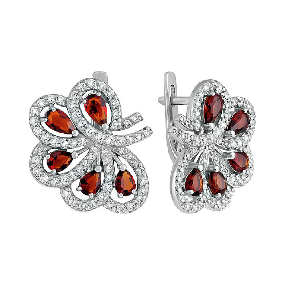 Серебряные серьги с алпанитом и фианитом № 134785