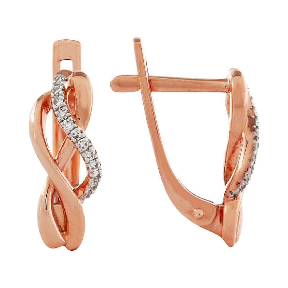 Золотые серьги с бриллиантом № 99025