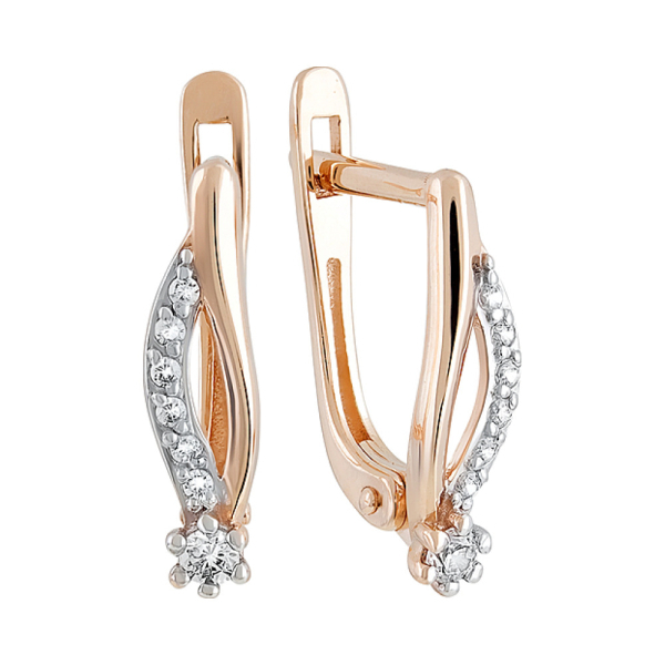 Золотые серьги с фианитами № 127361