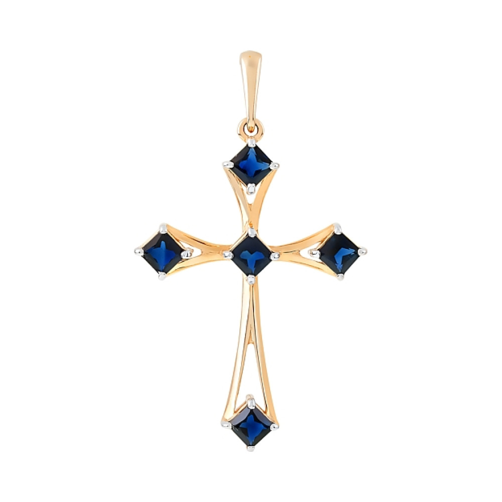 Золотая подвеска с сапфиром № 107429