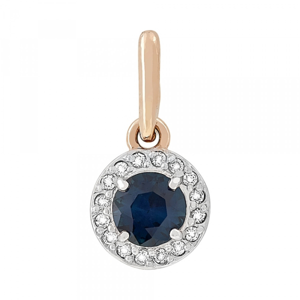 Золотая подвеска с бриллиантом и сапфиром № 106568