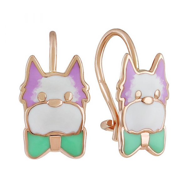 Золотые серьги с эмалью № 135978