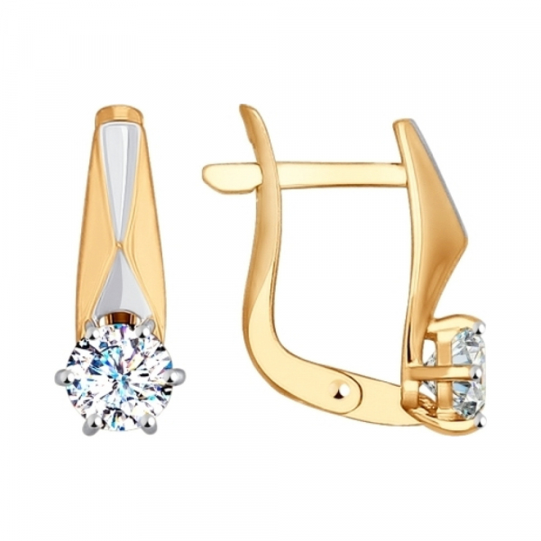 Золотые серьги с фианитом № 137920