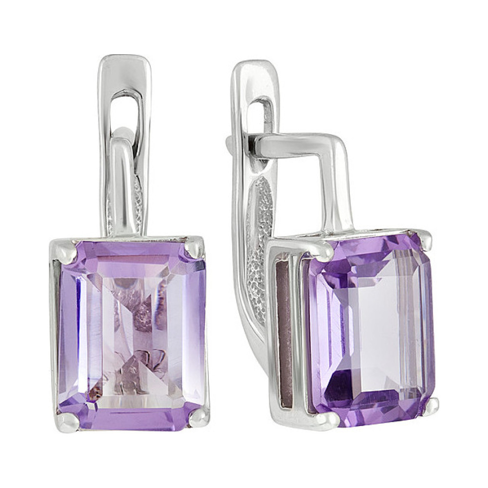 Серебряные серьги с аметистом № 126795