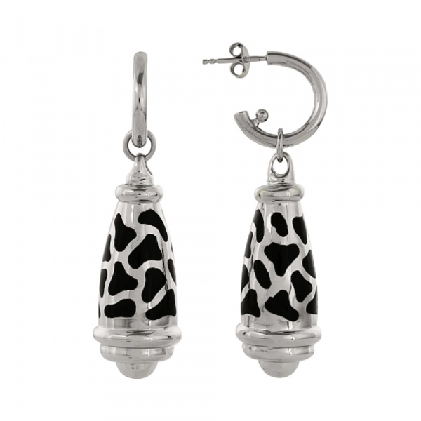 Серебряные серьги с каучуком № 83062