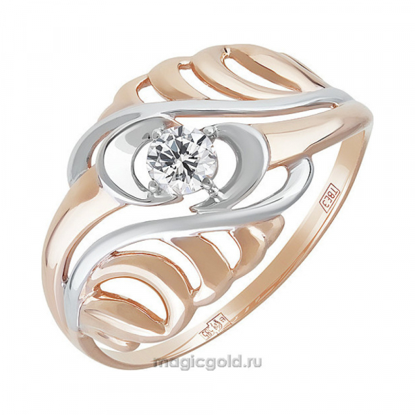 Золотое кольцо с фианитом № 140922