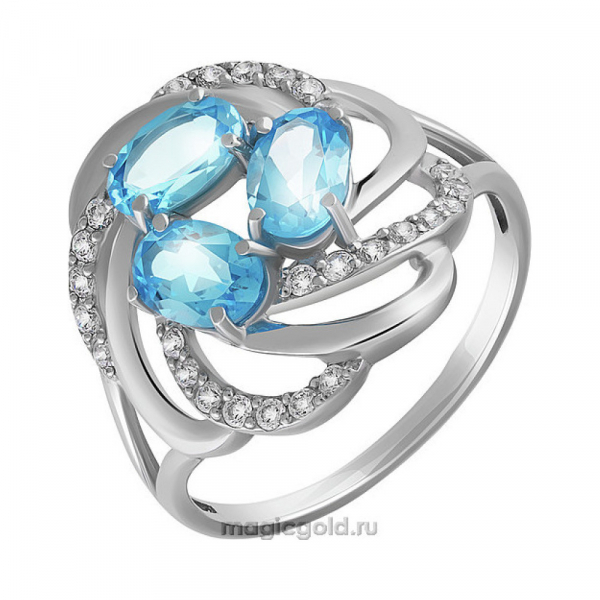 Серебряное кольцо с топазом и фианитом № 136569