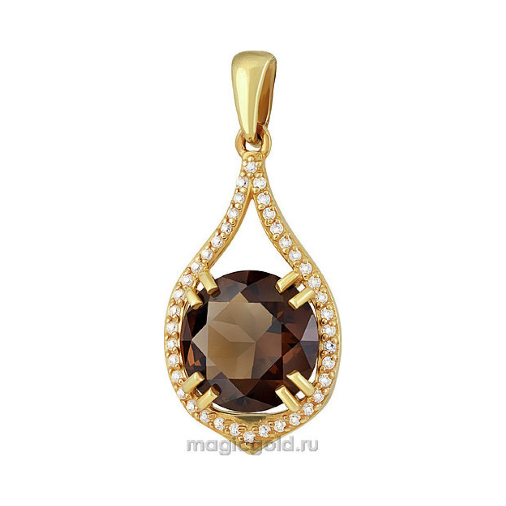 Серебряная подвеска с алпанитом, фианитом и золотым покрытием № 135057