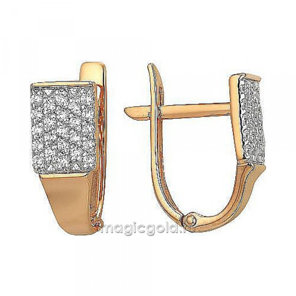 Золотые серьги с фианитом № 173842