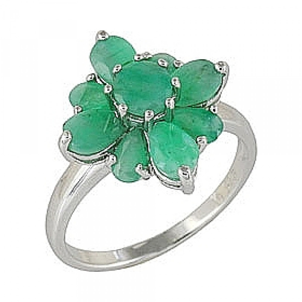 Серебряное кольцо с изумрудом № 68383