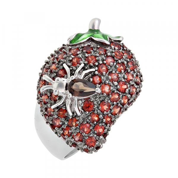 Серебряное кольцо с гранатом и раухтопазом № 75068