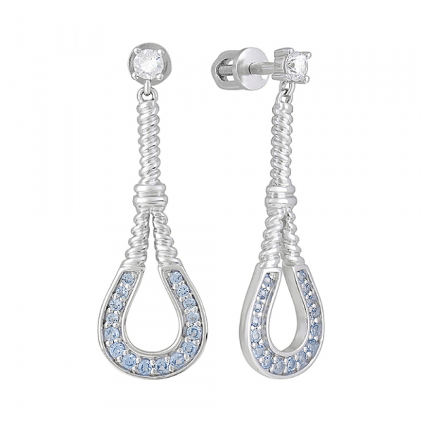 Серебряные серьги с фианитом и шпинелью № 127739