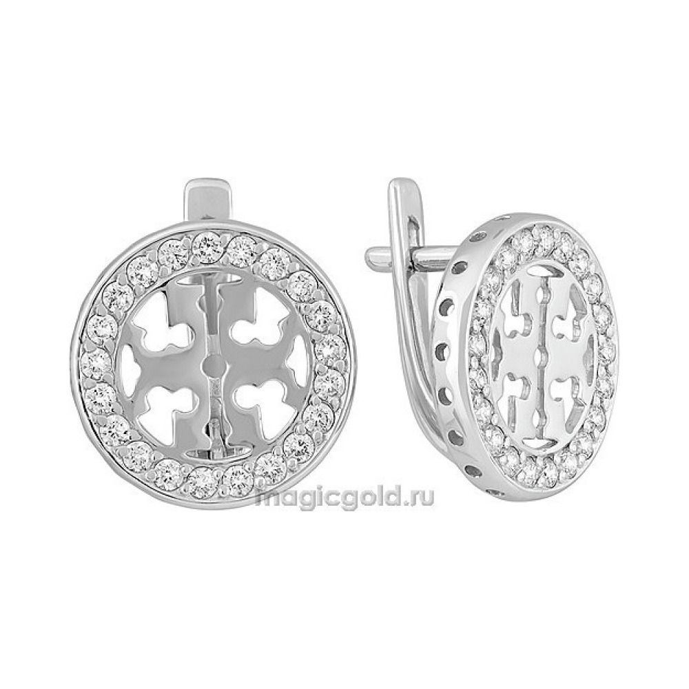 Золотые серьги с бриллиантом № 141589