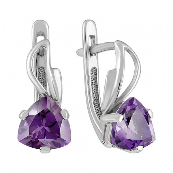Серебряные серьги с аметистом № 132070