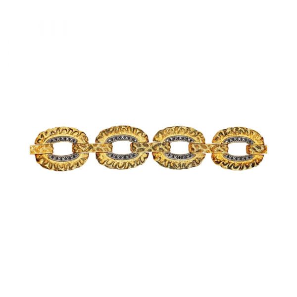 Серебряный браслет с фианитом и зол.покрытием № 83428