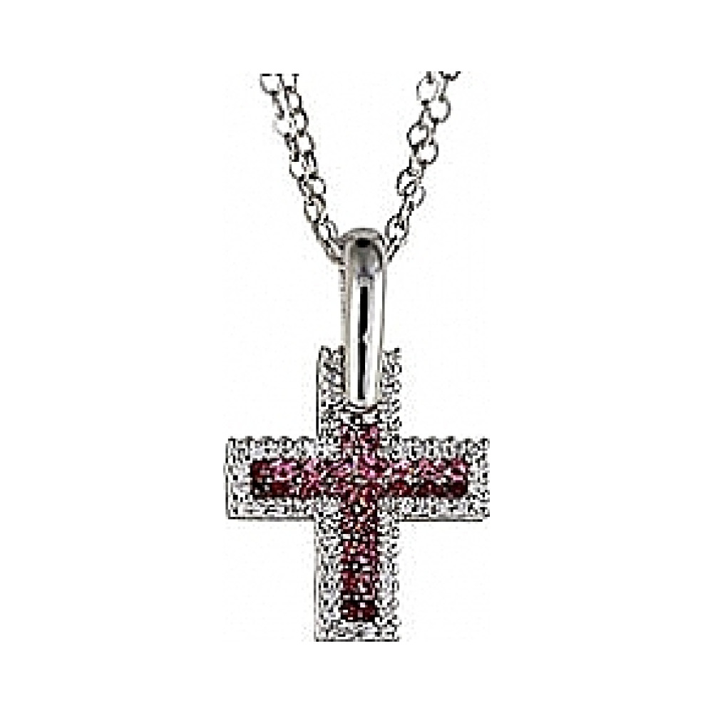 Серебряное колье с фианитом и имитац. хрусталя № 68657