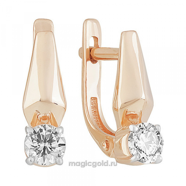 Золотые серьги с кристаллом swarovski № 159678