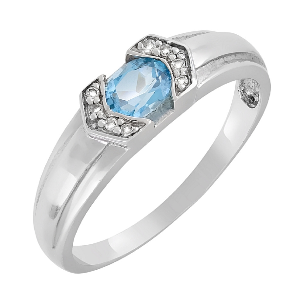 Золотое кольцо с бриллиантом и топазом № 34556