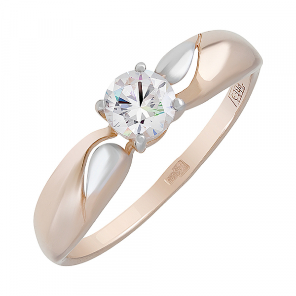 Золотое кольцо с фианитом № 127821