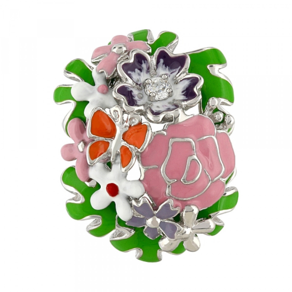 Серебряная подвеска с фианитом и эмалью № 106176