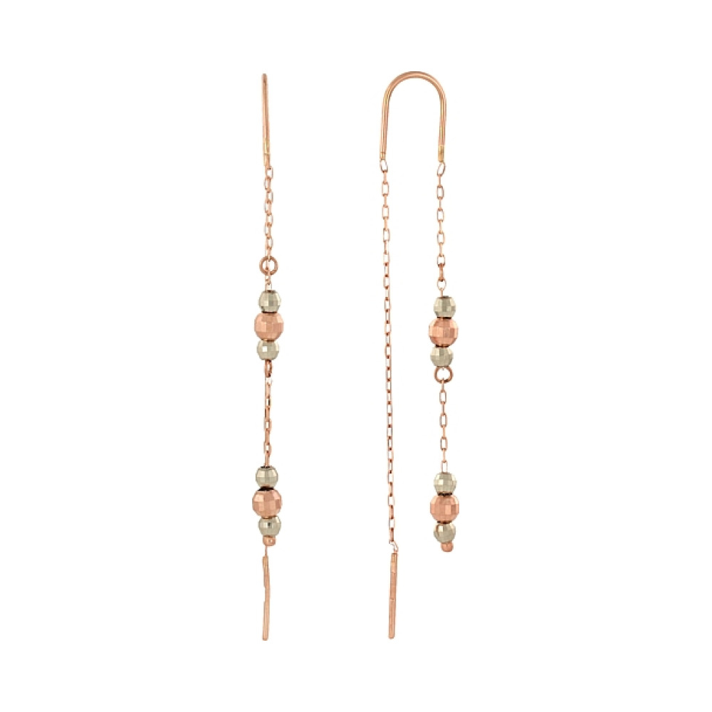 Золотые серьги без камня с алмазкой № 101596