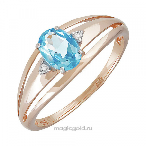 Золотое кольцо с топазом и фианитом № 142076