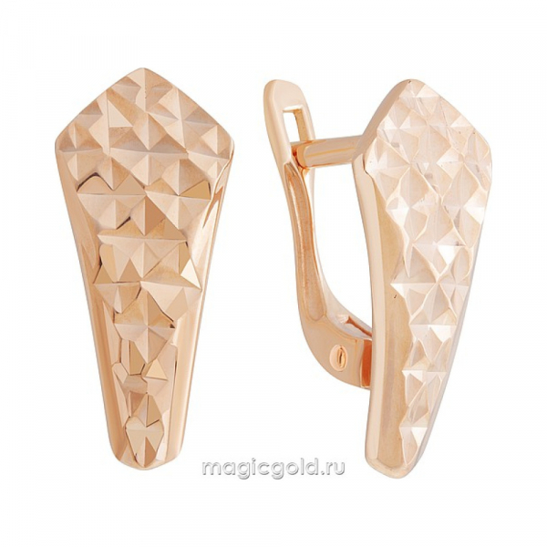 Золотые серьги без камня с алмазкой № 171856