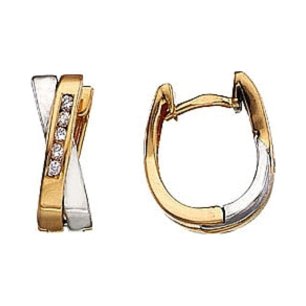 Золотые серьги с бриллиантом № 3713