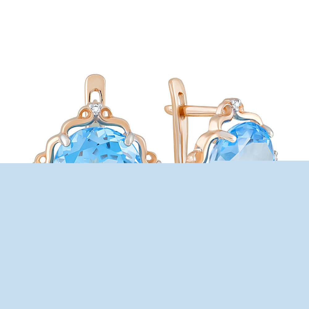 Золотые серьги с топазом и фианитом № 124466